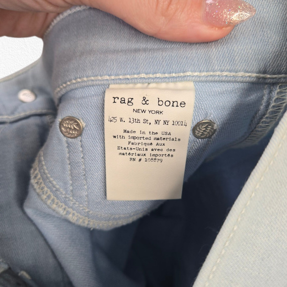 Rag & Bone Fay Light Wash Capri Mid Rise Skinny Jeans Cropped Size 24 USA Made - Picture 8 of 10